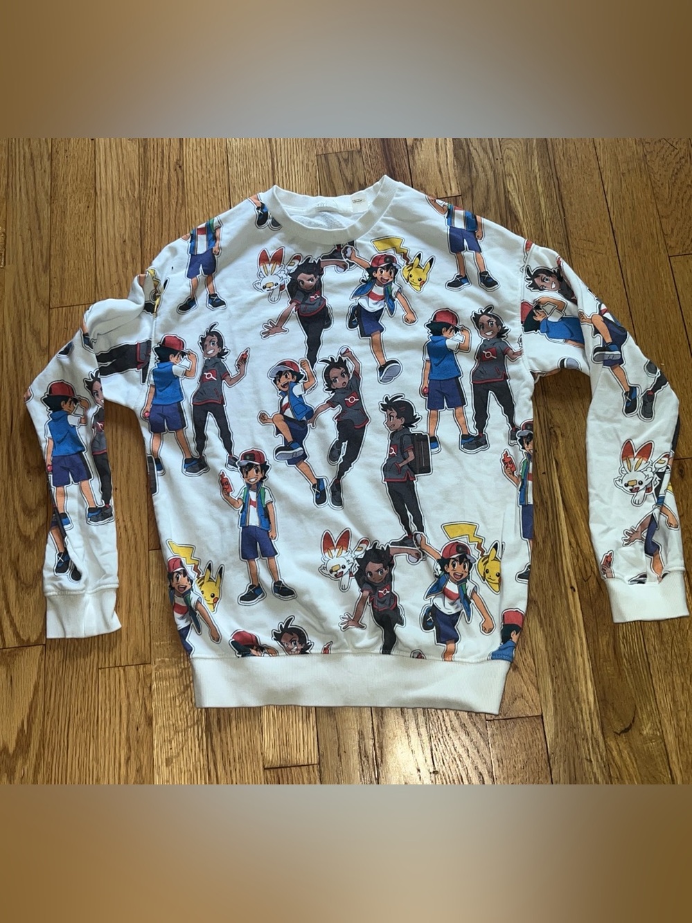 H&M White Kids Sweatshirt with Pokemon Pikachu print 12-14
